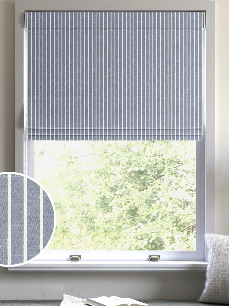 Blue Franklin Made To Measure Roman 100% Cotton Blinds - Image 1 of 6