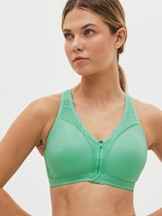 Зеленый - Active Sports High Impact Dry Tech Zip Front Bra B-GG - Image 1 of 5