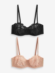 Black/Praline Nude Non Pad Strapless Bras 2 Pack B-E - Image 7 of 10
