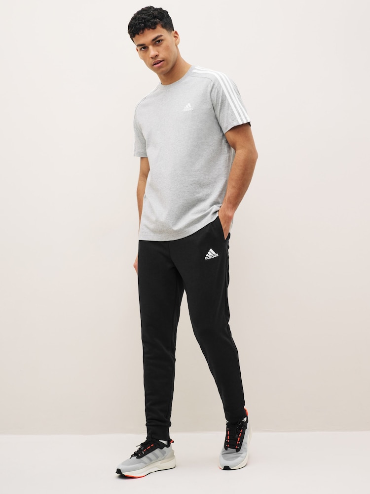 adidas Grey Essentials Single Jersey 3-Stripes 100% Cotton T-Shirt - Image 2 of 6