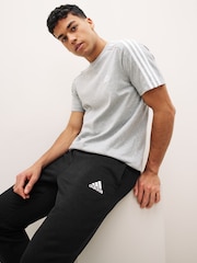adidas Grey Essentials Single Jersey 3-Stripes 100% Cotton T-Shirt - Image 3 of 6
