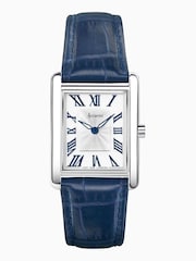 Accurist Womens Blue Rectangle Leather Strap Analogue Watch - Image 1 of 7
