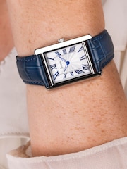 Accurist Womens Blue Rectangle Leather Strap Analogue Watch - Image 7 of 7