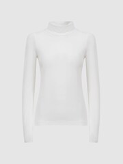 Reiss White Piper Fitted Roll Neck T-Shirt - Image 2 of 5