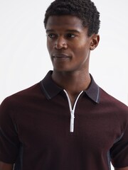 Reiss Bordeaux Contour Merino Wool-Blend Half Zip Jumper - Image 4 of 6