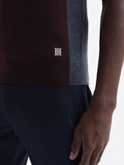 Reiss Bordeaux Contour Merino Wool-Blend Half Zip Jumper - Image 6 of 6