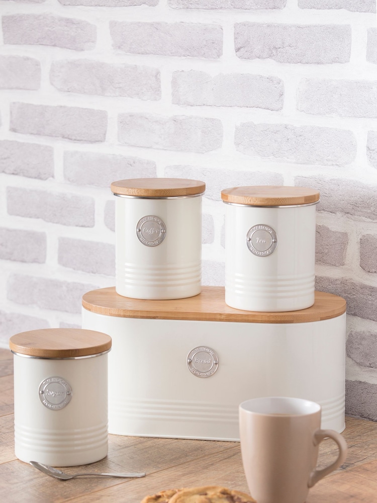 Typhoon Cream Living Cream Tea, Coffee, Sugar Canisters - Image 1 of 2