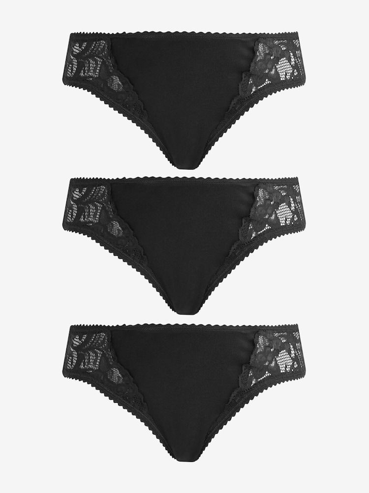 JoJo Maman Bébé Black 3-Pack Lace Trim Maternity Knickers - Image 1 of 5