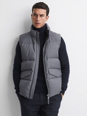 Reiss Grey Jets Quilted Sleeveless Gilet - Image 1 of 5