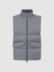 Reiss Grey Jets Quilted Sleeveless Gilet - Image 2 of 5