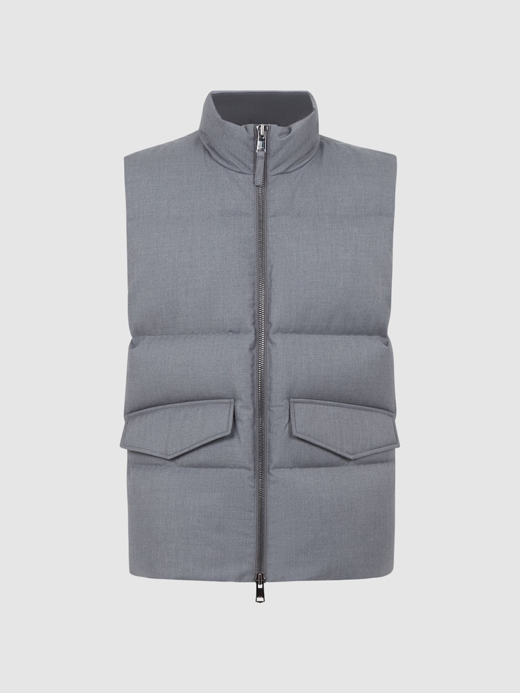 Reiss Grey Jets Quilted Sleeveless Gilet - Image 2 of 5