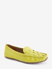 Lime Green Regular/Wide Fit Forever Comfort® Leather Weave Driver Shoes - Image 3 of 5