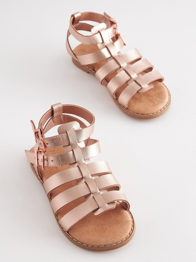 Roségold - Leder-Römersandalen - Bild 1 von 7 Roségold - Leder-Römersandalen - Bild 1 von 7