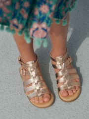 Rose Gold Leather Gladiator Sandals - Image 2 of 7