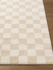 LIVABLISS Beige Fossay Washable Shaggy Checkered Rug - Image 2 of 6