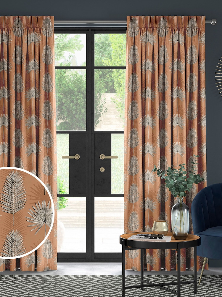 Terracotta Orange Sellus Made To Measure 100% Cotton Curtains - Image 1 of 9