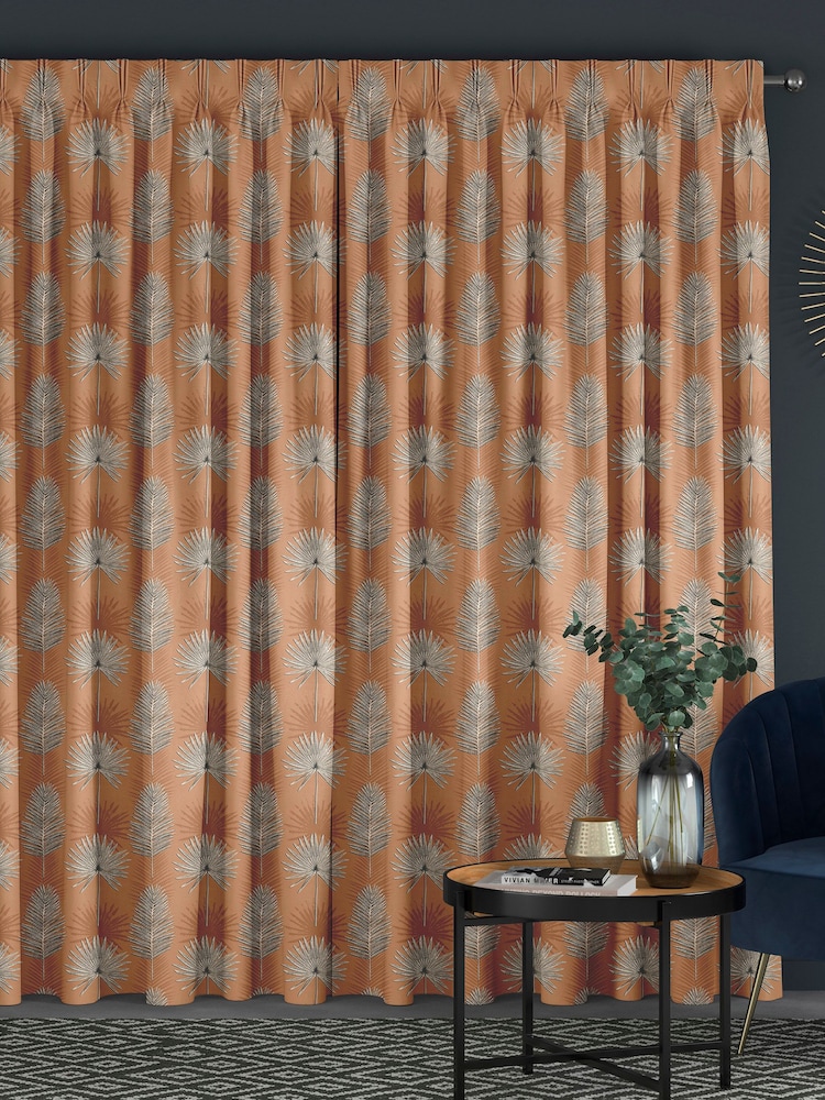 Terracotta Orange Sellus Made To Measure 100% Cotton Curtains - Image 2 of 9
