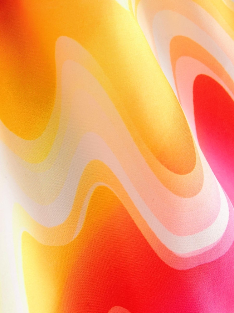 Pink/Orange Wave Printed Swim Shorts - Image 6 of 6