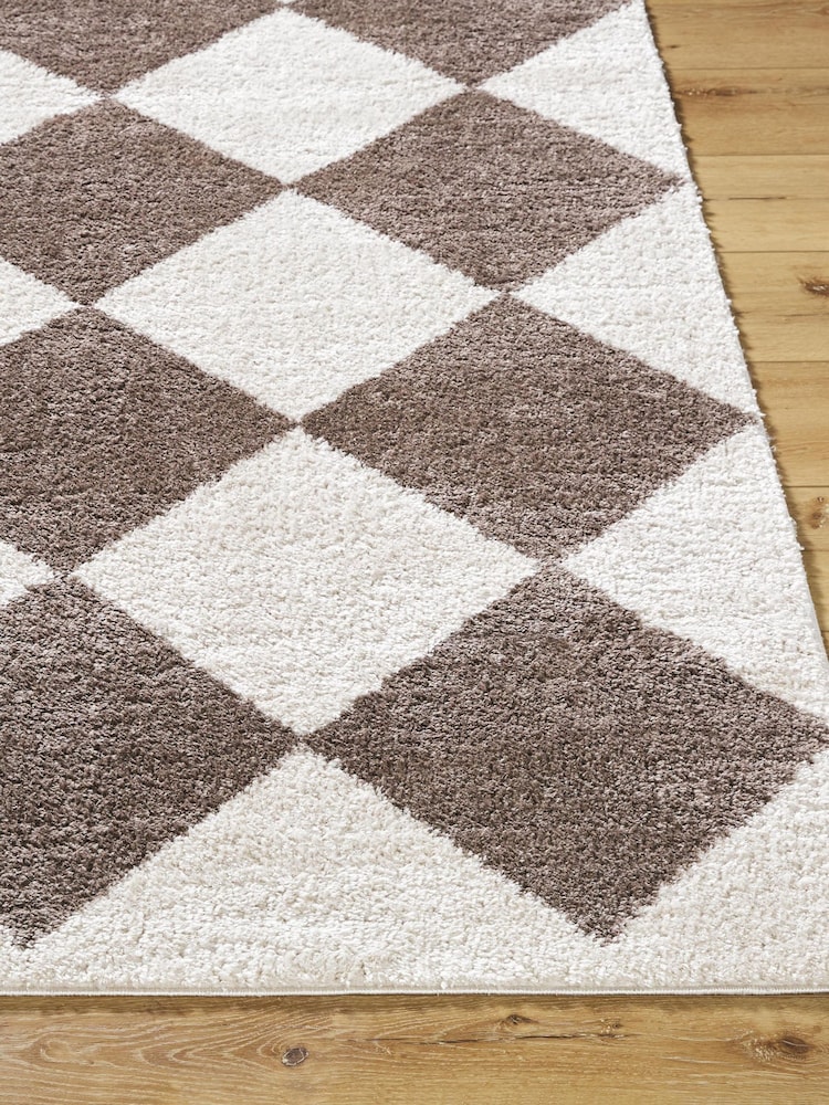 LIVABLISS Brown Fossay Washable Shaggy Diamond Rug - Image 2 of 6 LIVABLISS Brown Fossay Washable Shaggy Diamond Rug - Image 2 of 6