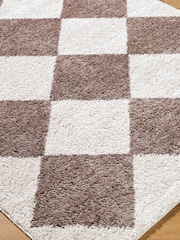LIVABLISS Brown Fossay Washable Shaggy Diamond Rug - Image 5 of 6
