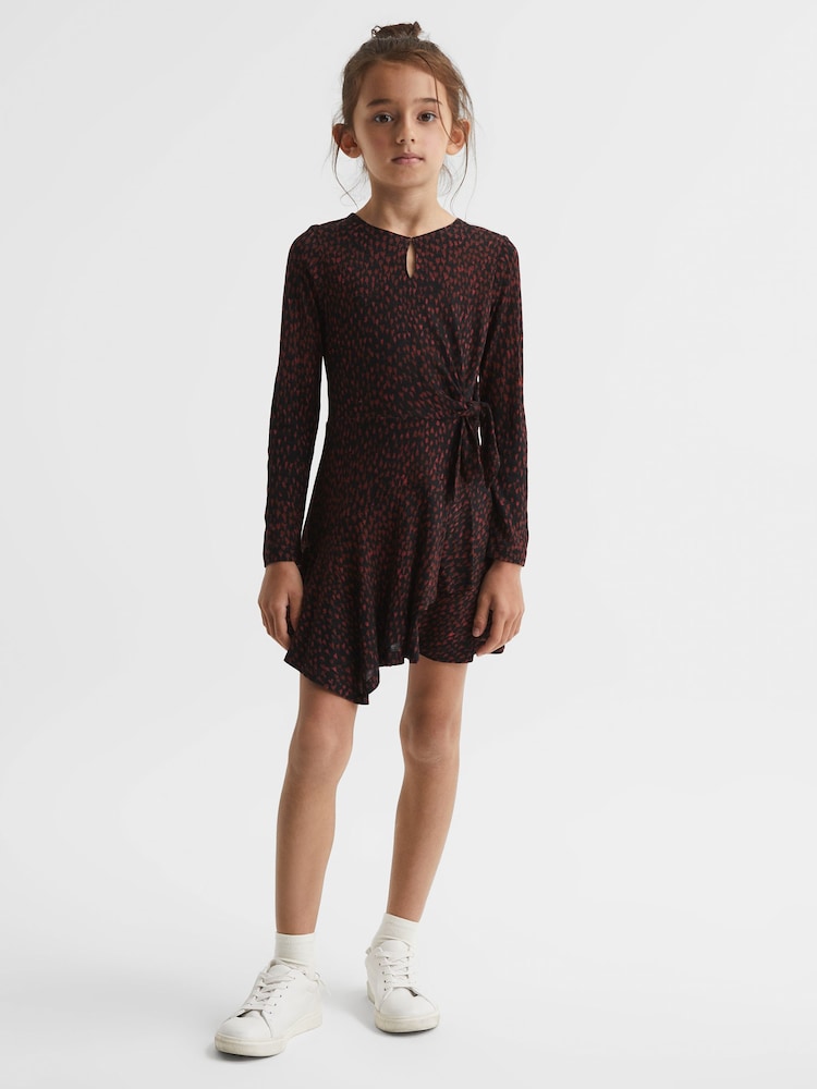 Reiss Black Print Livia Printed Jersey Dress - Image 1 of 7