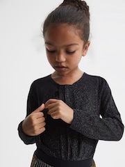 Reiss Black Gwen Senior Printed Twist Front Jersey Top - Image 1 of 6
