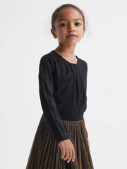 Reiss Black Gwen Senior Printed Twist Front Jersey Top - Image 3 of 6