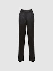 Reiss Black Cici Satin Taper Trousers - Image 2 of 7