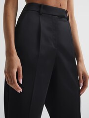 Reiss Black Cici Satin Taper Trousers - Image 4 of 7