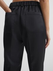 Reiss Black Cici Satin Taper Trousers - Image 6 of 7