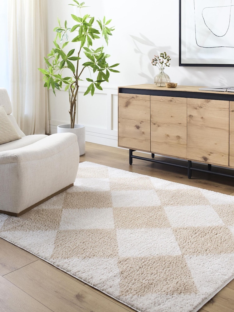 LIVABLISS Beige Fossay Washable Shaggy Diamond Rug - Image 1 of 8 LIVABLISS Beige Fossay Washable Shaggy Diamond Rug - Image 1 of 8