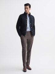 Reiss Navy Sinclair Quilted Hybrid Funnel Neck Jacket - Image 3 of 6