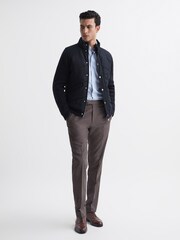 Reiss Navy Sinclair Quilted Hybrid Funnel Neck Jacket - Image 6 of 6
