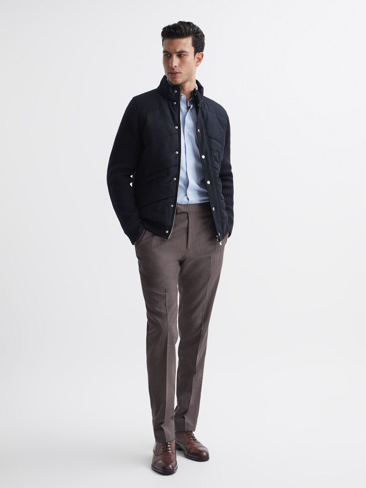 Reiss Navy Sinclair Quilted Hybrid Funnel Neck Jacket - Image 6 of 6