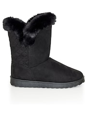 Evans Roxy Black Faux Fur Boots - Image 1 of 4