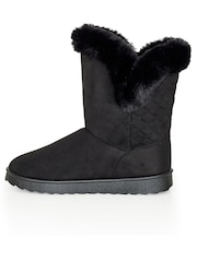 Evans Roxy Black Faux Fur Boots - Image 2 of 4