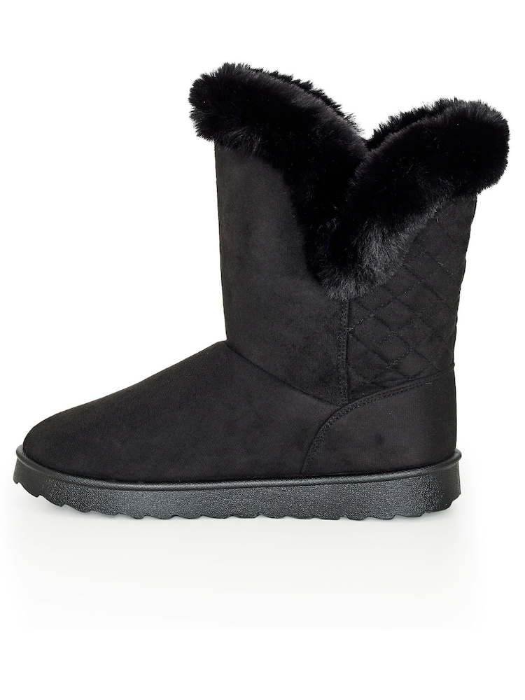 Evans Roxy Black Faux Fur Boots - Image 2 of 4