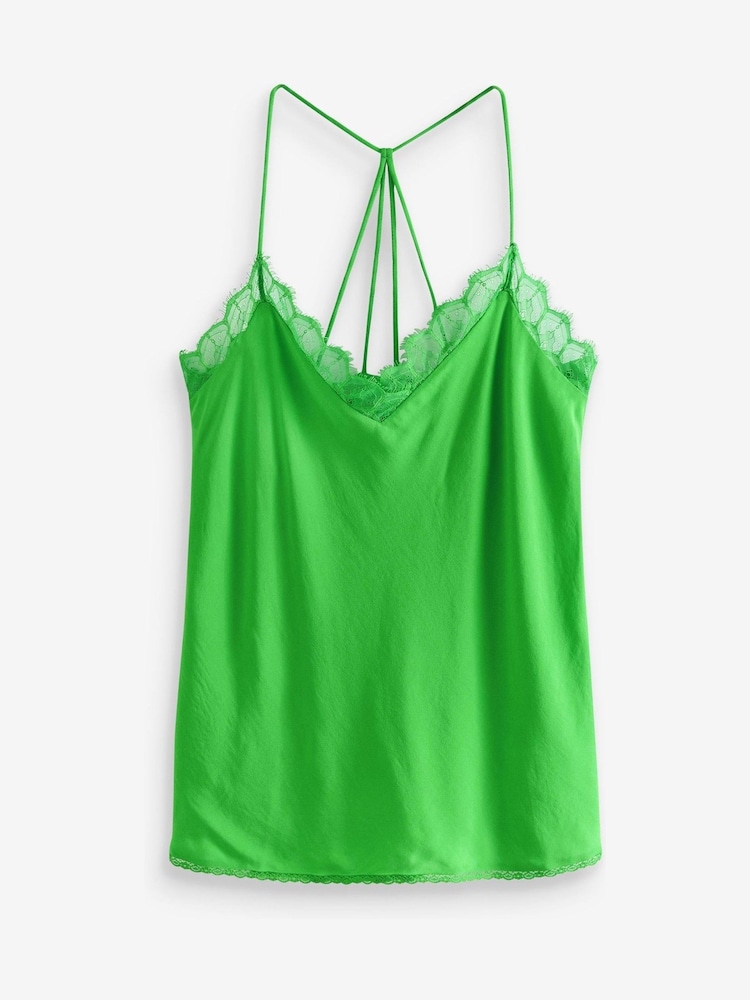 Bright Green Lace Trim Cami Top - Image 1 of 1