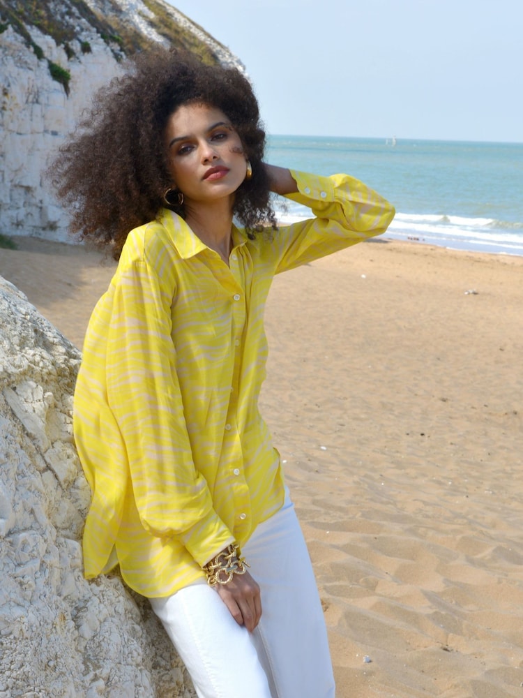 Ro&Zo Yellow Print Shirt - Image 1 of 4 Ro&Zo Yellow Print Shirt - Image 1 of 4