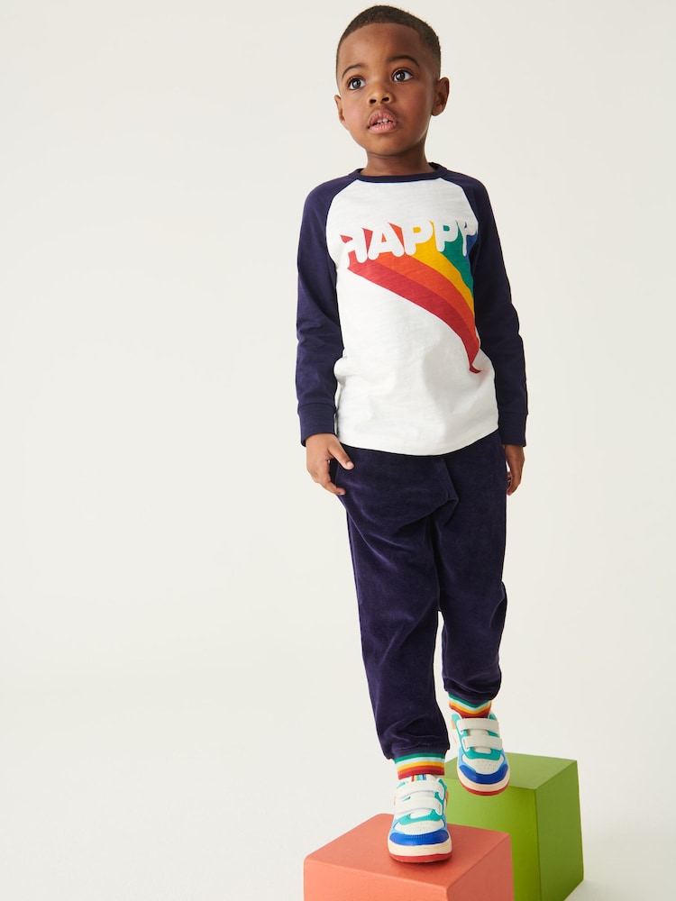 Little Bird by Jools Oliver Navy Happy 100% Cotton Long Sleeved T-Shirt - Image 1 of 8 Little Bird by Jools Oliver Navy Happy 100% Cotton Long Sleeved T-Shirt - Image 1 of 8
