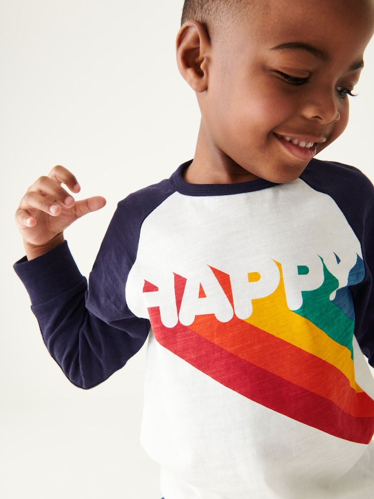 Little Bird by Jools Oliver Navy Happy 100% Cotton Long Sleeved T-Shirt - Image 2 of 8 Little Bird by Jools Oliver Navy Happy 100% Cotton Long Sleeved T-Shirt - Image 2 of 8
