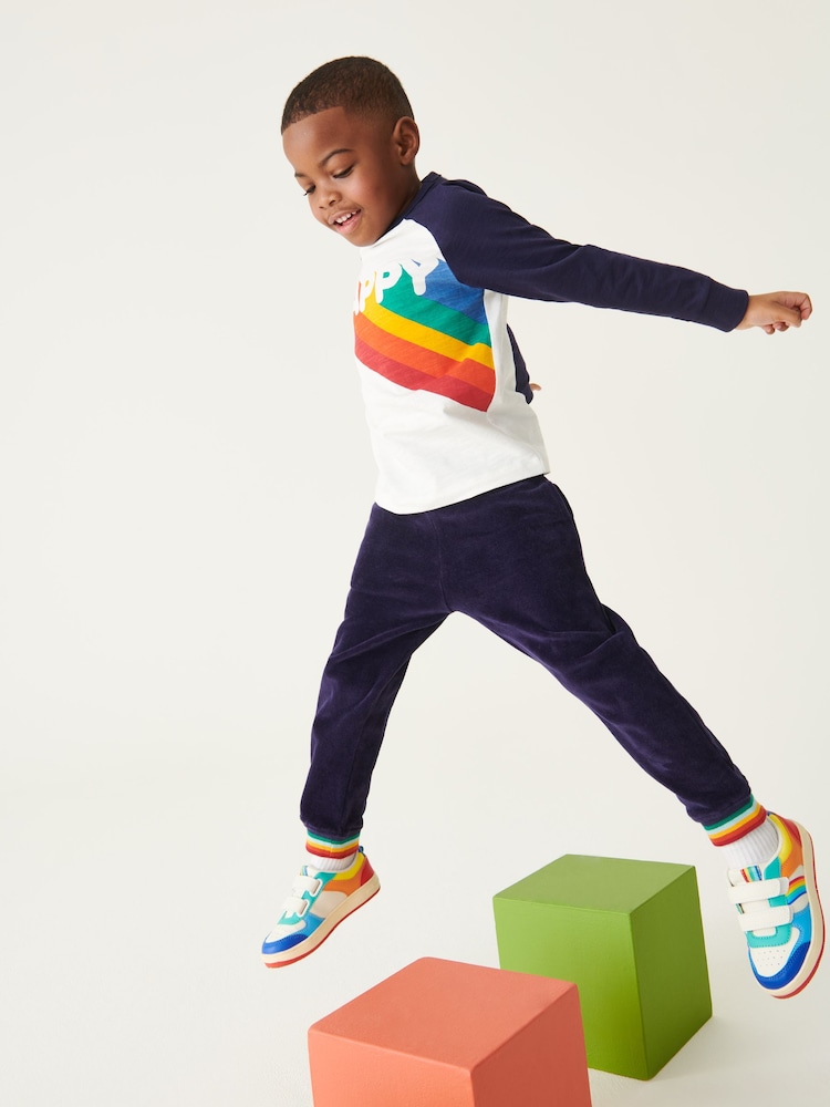 Little Bird by Jools Oliver Navy Happy 100% Cotton Long Sleeved T-Shirt - Image 5 of 8