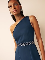 Anaya With Love Blue Petite One Shoulder Maxi Bridesmaid Dress With Embellished Waistband - Image 4 of 4