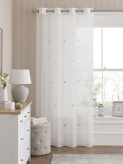 White Butterfly Embroidered Eyelet Unlined Sheer Panel Voile Curtain - Image 2 of 4