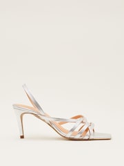 Phase Eight Silver Strappy Sling Sandals - Image 3 of 7