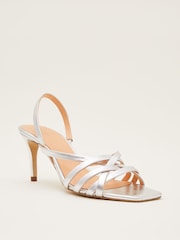 Phase Eight Silver Strappy Sling Sandals - Image 4 of 7