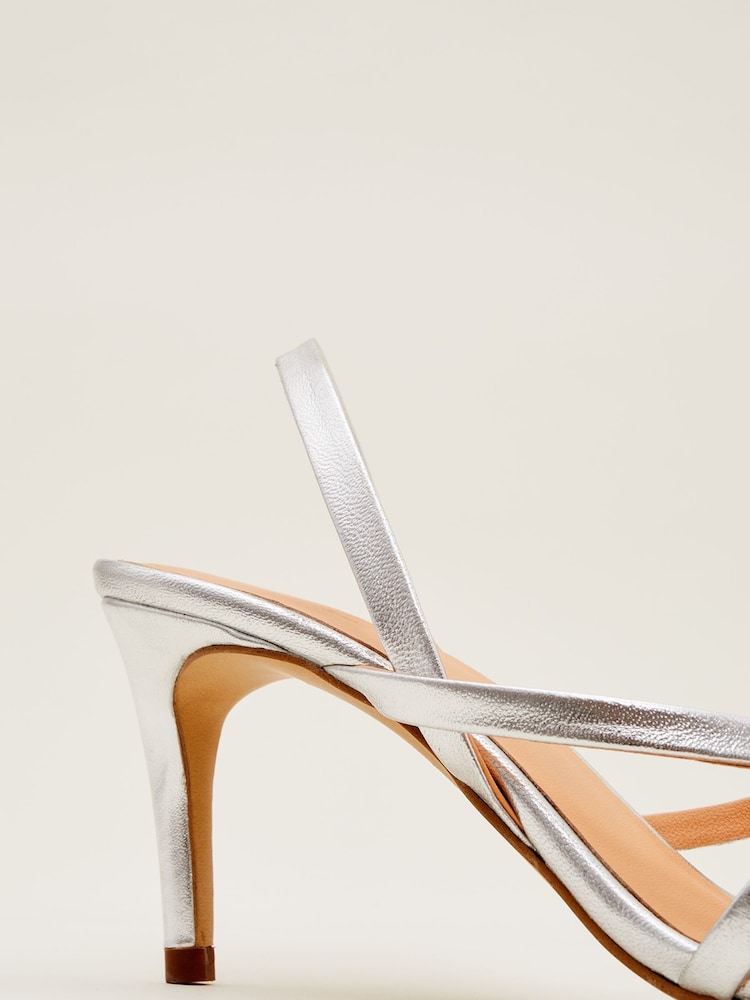 Phase Eight Silver Strappy Sling Sandals - Image 7 of 7