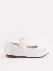 White Stain Resistant Satin Wide Fit (G) Bridesmaid Collection Corsage Mary Jane Occasion Shoes - Image 2 of 5