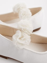 White Stain Resistant Satin Wide Fit (G) Bridesmaid Collection Corsage Mary Jane Occasion Shoes - Image 4 of 5