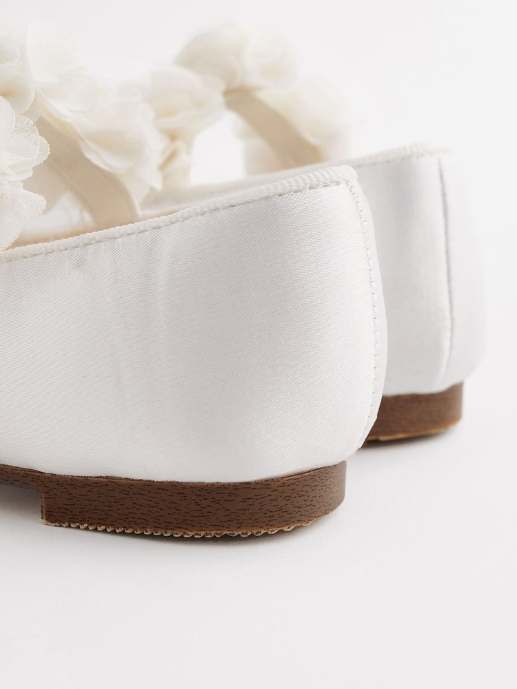 White Stain Resistant Satin Wide Fit (G) Bridesmaid Collection Corsage Mary Jane Occasion Shoes - Image 5 of 5